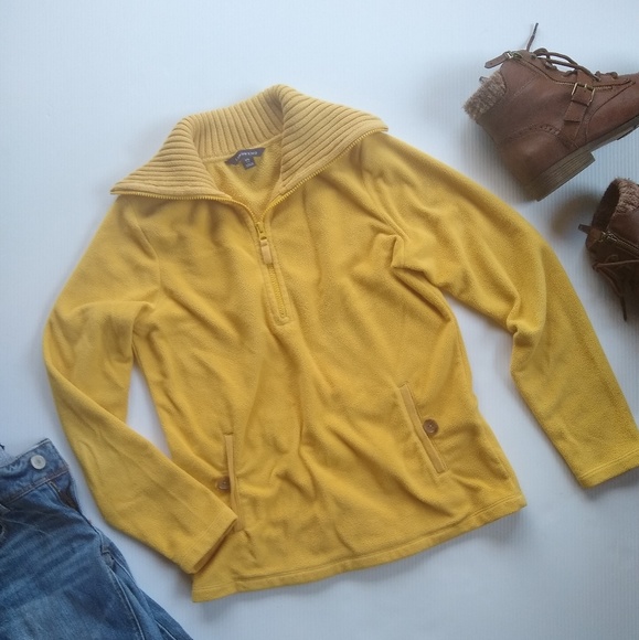 Lands' End Jackets & Blazers - Lands End • mustard half zip fleece jacket